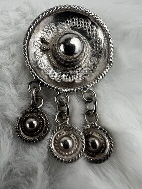 Vintage Sterling Silver JCSR Mexico Sombrero Brooch